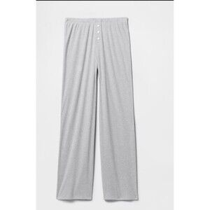 GAP BODY WOMEN'S RIBBED MID-RISE LOUNGE PAJAMA PANTS IN HEATHER GRAY SIZE XL